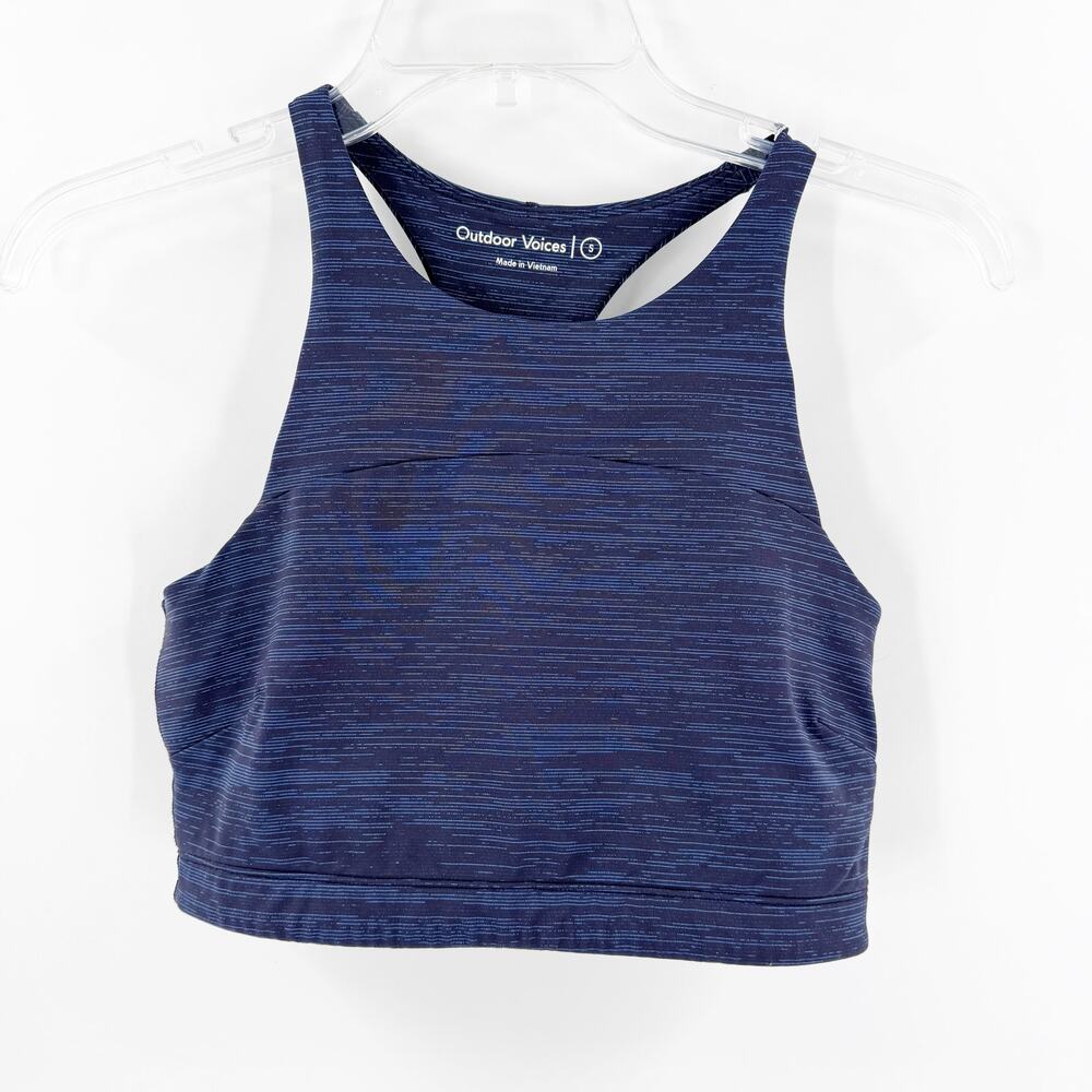 Outdoor Voices Navy Blue Slashback Sports Bra Crop Top S Activewear Workout